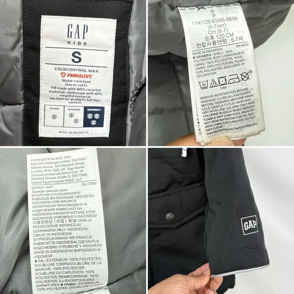 Gap Kids Boys Cold Control Ultra Max Parka Jacket Size Small (6-7) Black